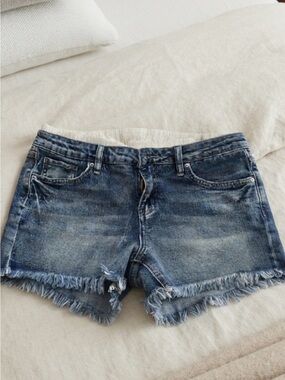 YMI Distressed Blue Denim Cutoff Shorts with Peek a Boo Boxer Look
